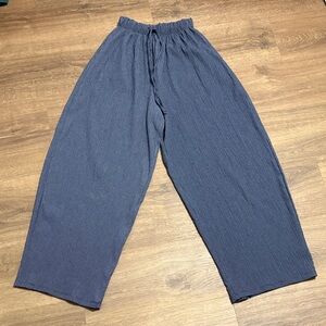 Zara Casual Blue Wide-Leg Pants Size Small Elastic Waist